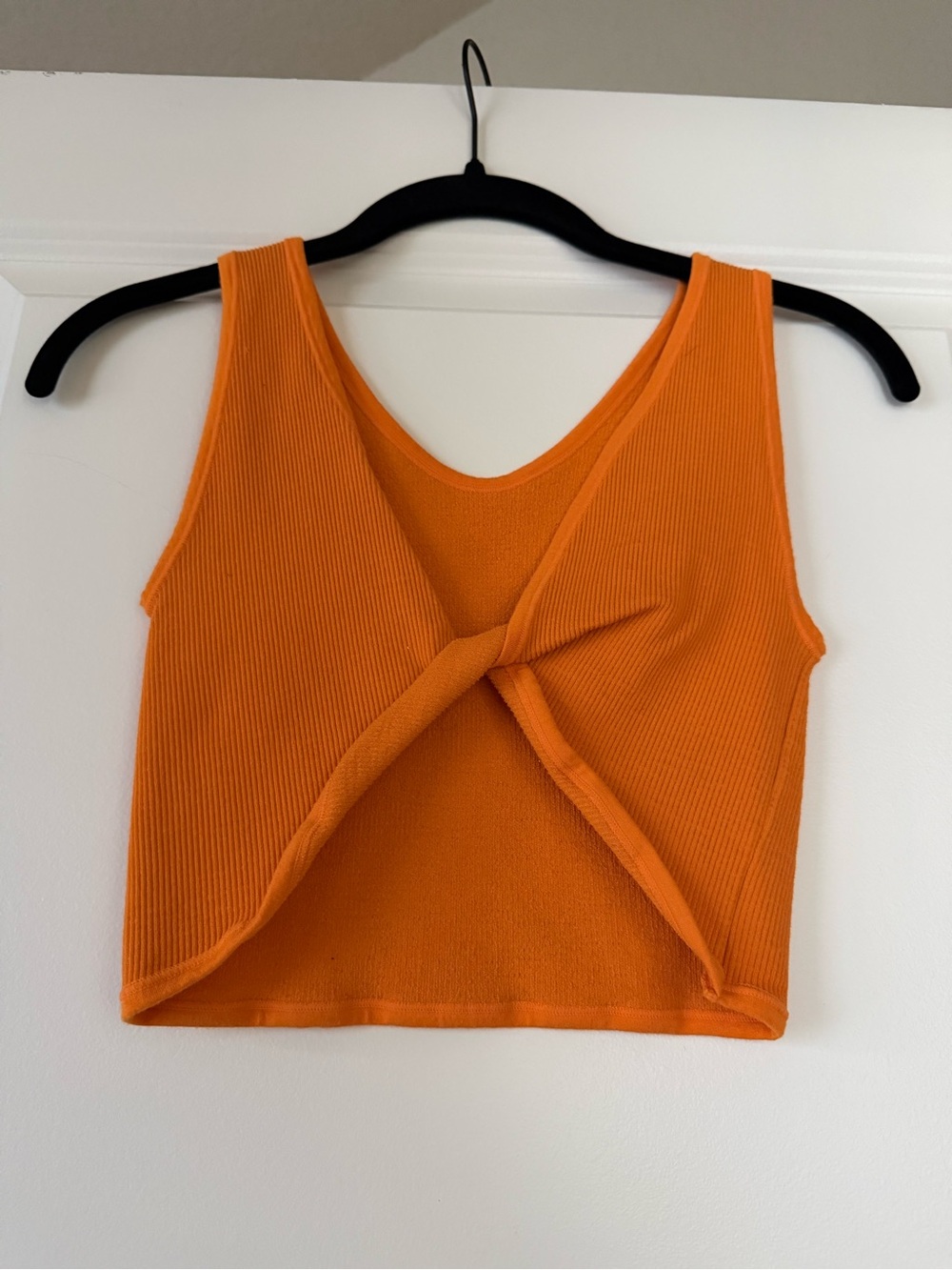 Urban Outfitters Orange Ribbed Twist-Front Crop Tank